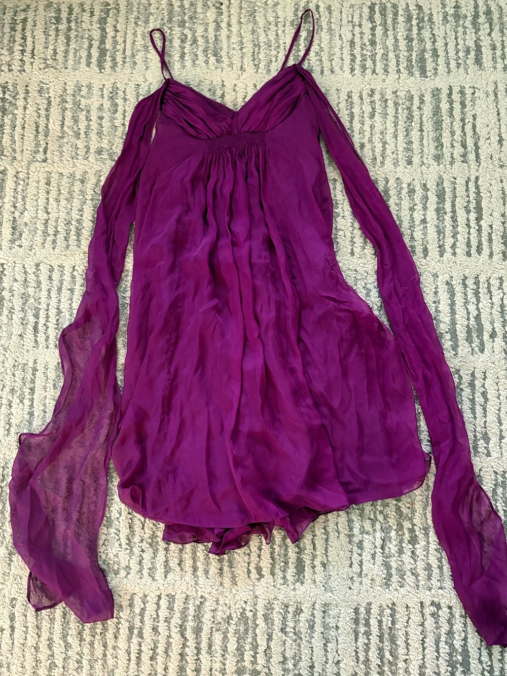 Tara Jarmon Magenta Silk Long-Sleeve Layered Dress